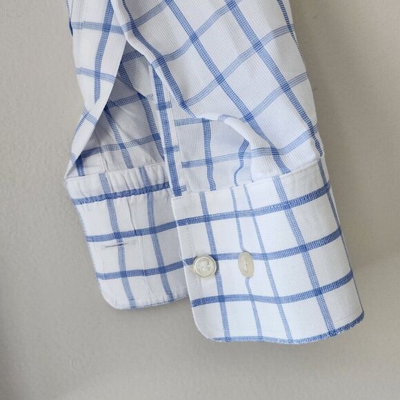 Hugo Boss Men's "Sharp" Fit Plaid Button Down Dress Shirt Size 17.5 34/35 - Picture 3 of 11